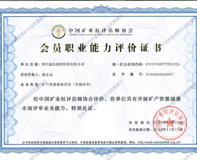 中国矿业权评估师协会全员职业能